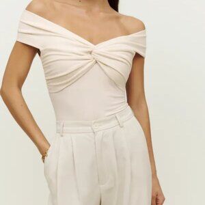 NWOT Reformation Ezlynn Knit Top in Cream, Size S,$88